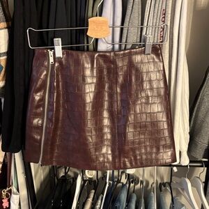 H&M Croc-Embossed Burgundy Mini Skirt